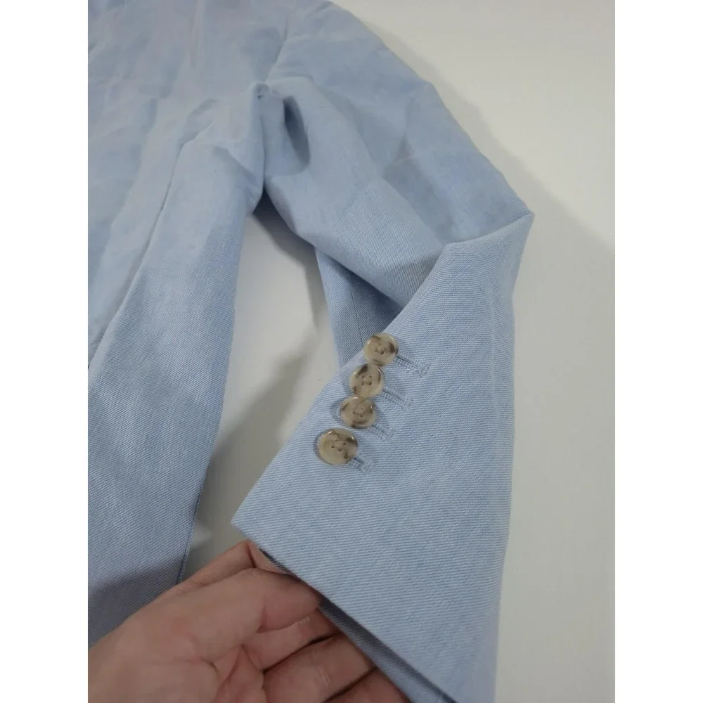 Bonobos Blazer Mens 38 Short Light Blue Linen Cotton Sport Coat Casual FLAW